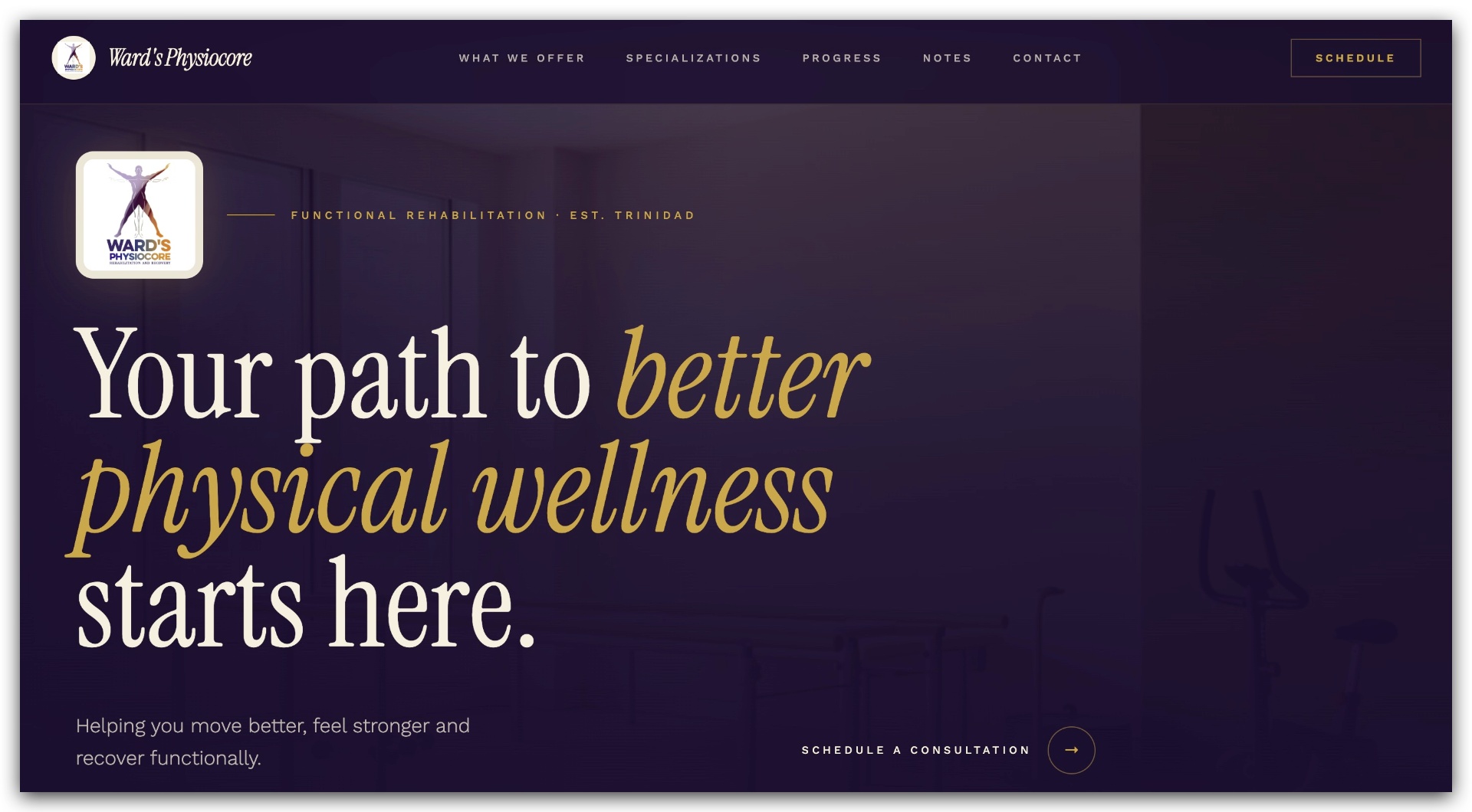 Wardsphysiocore homepage screenshot